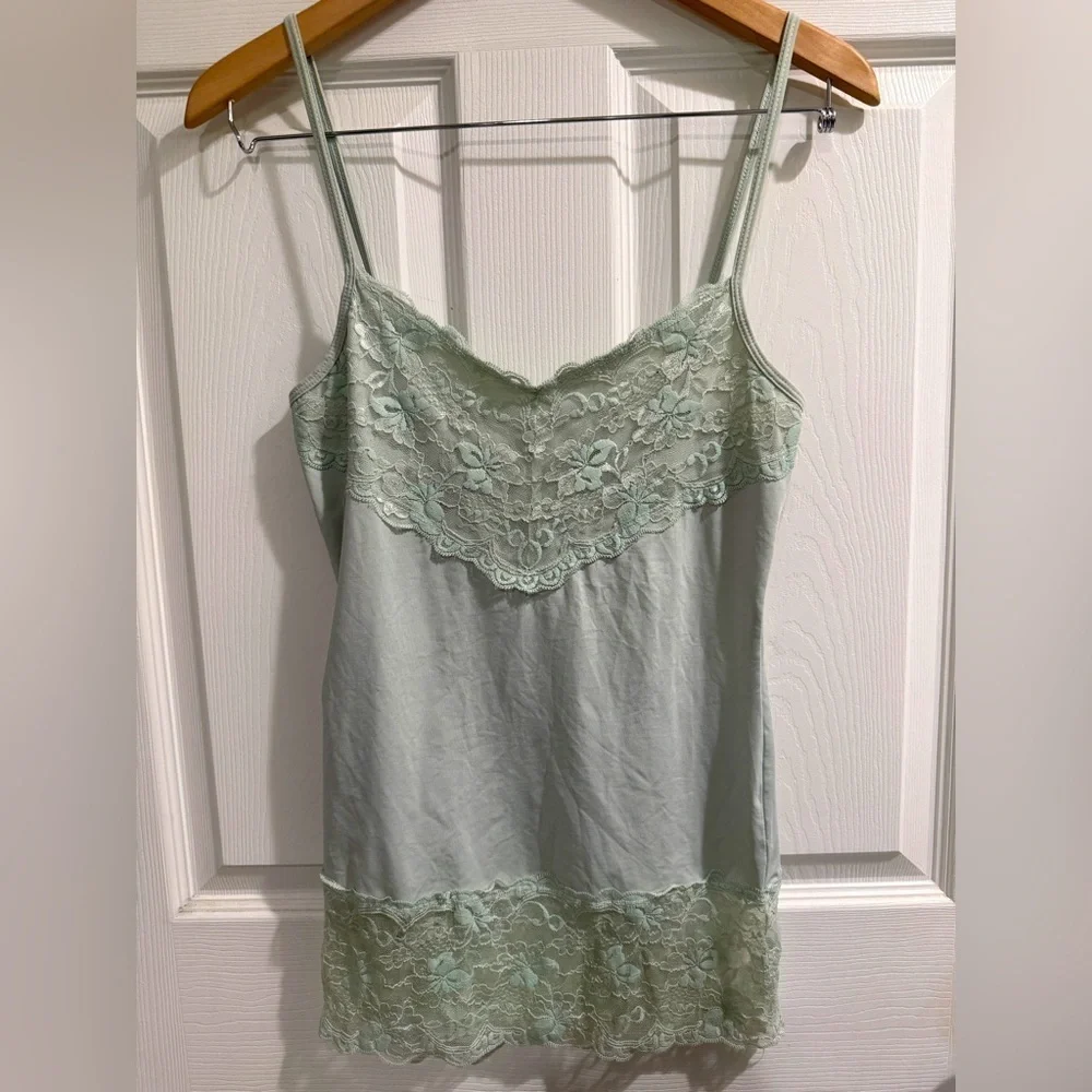 Studio Y Green Lace Chemise Tank Top Y2K 90s Bella Swan Vampire Diaries